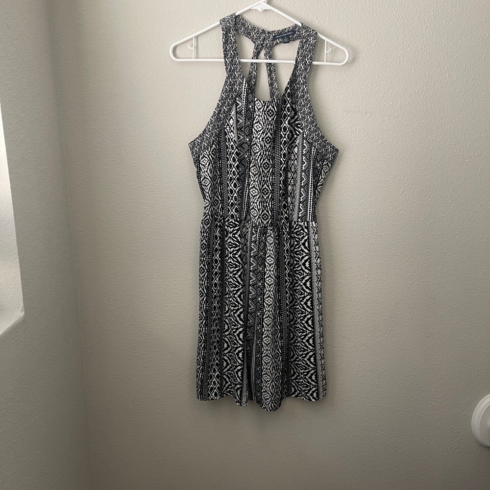 American Eagle Outfitters Black and White Geometric Mini Dress